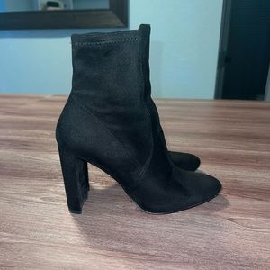 Black high heeled booties